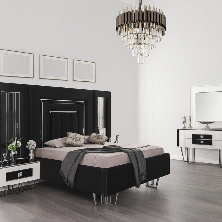 Black & Beige Modern Bed Set
